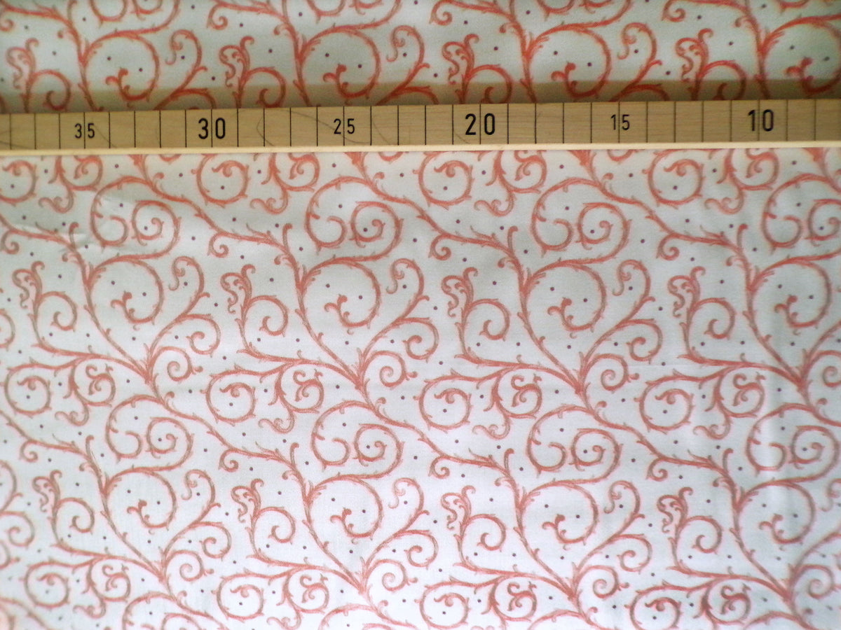 Popeline, Meterware, Baumwollstoff, Motiv Dornenhecke, weiß-rosa, bio, violette Pünktchen, GOTS, Futterstoff, Webware, Blusenstoff, Hemdenstoff, Patchworkstoff, Trachten, Dirndl