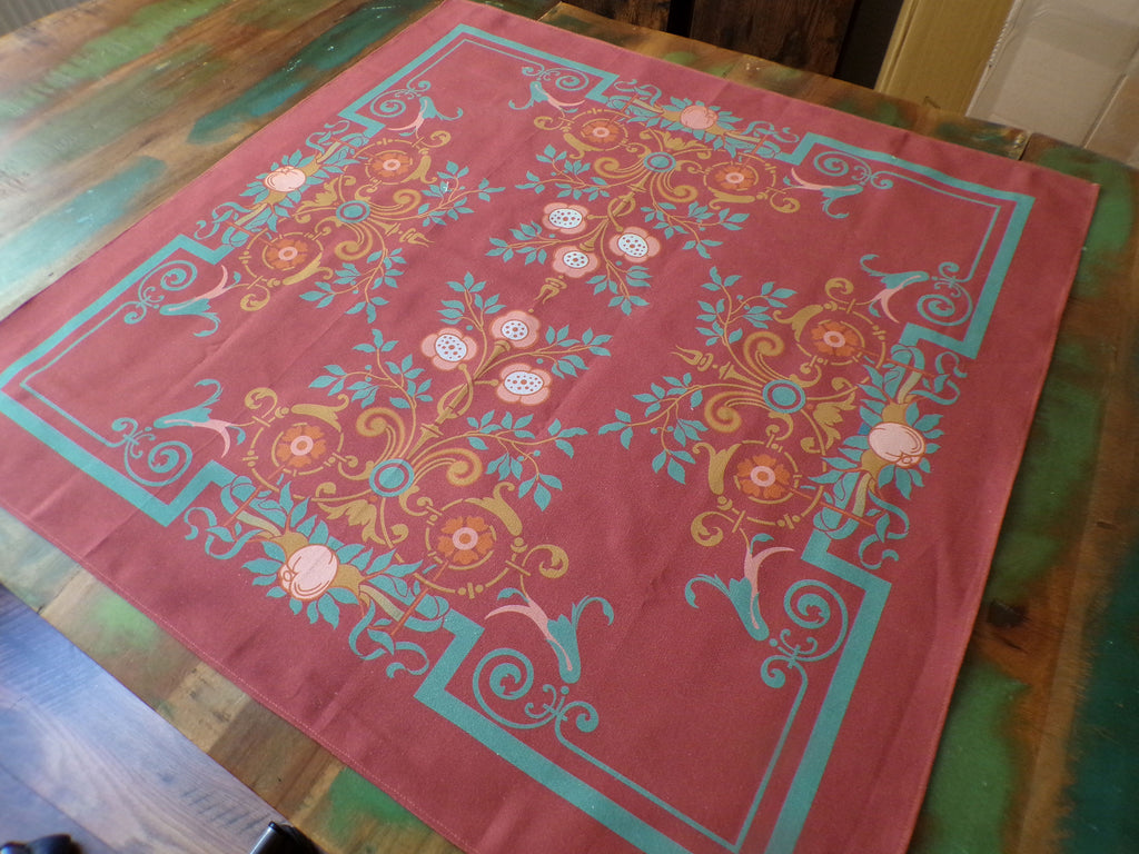 Square tablecloth, center tablecloth, 80 x 80 cm, “Cottage Garden” design, “Pomegranate” colourway (wine red)