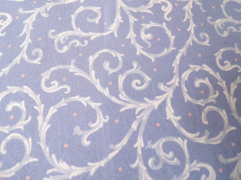 Poplin fabric by the metre, cotton, lavender blue and white, thorn hedge, vines, pink dots, GOTS-certified organic, blouse, shirt, lining fabric, woven fabric, traditional clothing, dirndl, patchwork fabric