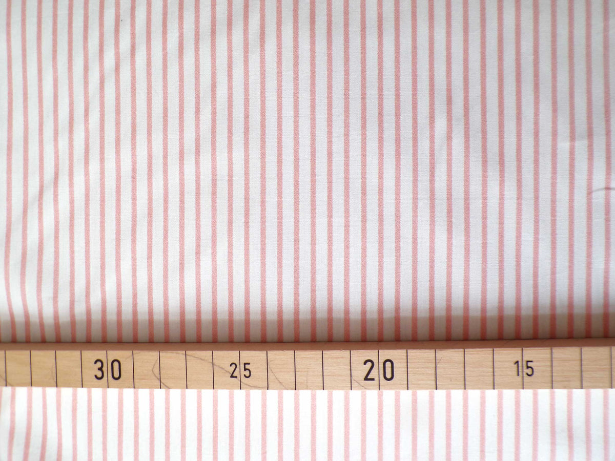 Popeline, Meterware, Baumwollstoff, Bioqualität, Streifen, weiß-rosa, GOTS, Futterstoff, Webware, Blusenstoff, Hemdenstoff, Patchworkstoff, Trachten, Dirndl