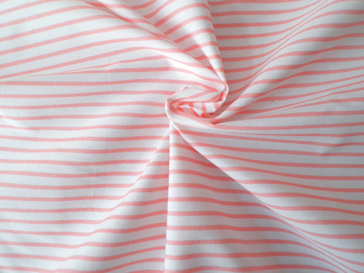 Popeline, Meterware, Baumwollstoff, Bioqualität, Streifen, weiß-rosa, GOTS, Futterstoff, Webware, Blusenstoff, Hemdenstoff, Patchworkstoff, Trachten, Dirndl