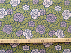 Poplin, fabric by the metre, cotton fabric, organic, roses, purple/green, two-tone flowers, GOTS-certified, lining fabric, woven fabric, traditional clothing, blouse, shirt, summer dress, patchwork fabric
