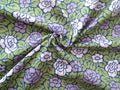 Popeline, Meterware, Baumwollstoff, Rosenmuster, violett grün, zweifarbige Blüten, Bio, GOTS, Futterstoff, Webware, Blusenstoff, Hemdenstoff, Patchworkstoff, Dirndl, Trachten