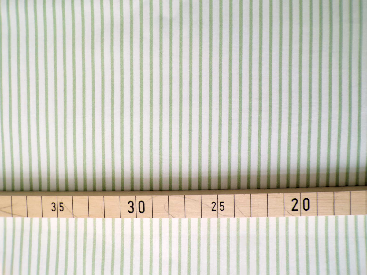 Popeline, Meterware, Baumwollstoff, Bioqualität, Streifen, weiß-hellgrün, GOTS, Futterstoff, Webware, Blusenstoff, Hemdenstoff, Patchworkstoff, Trachten, Dirndl