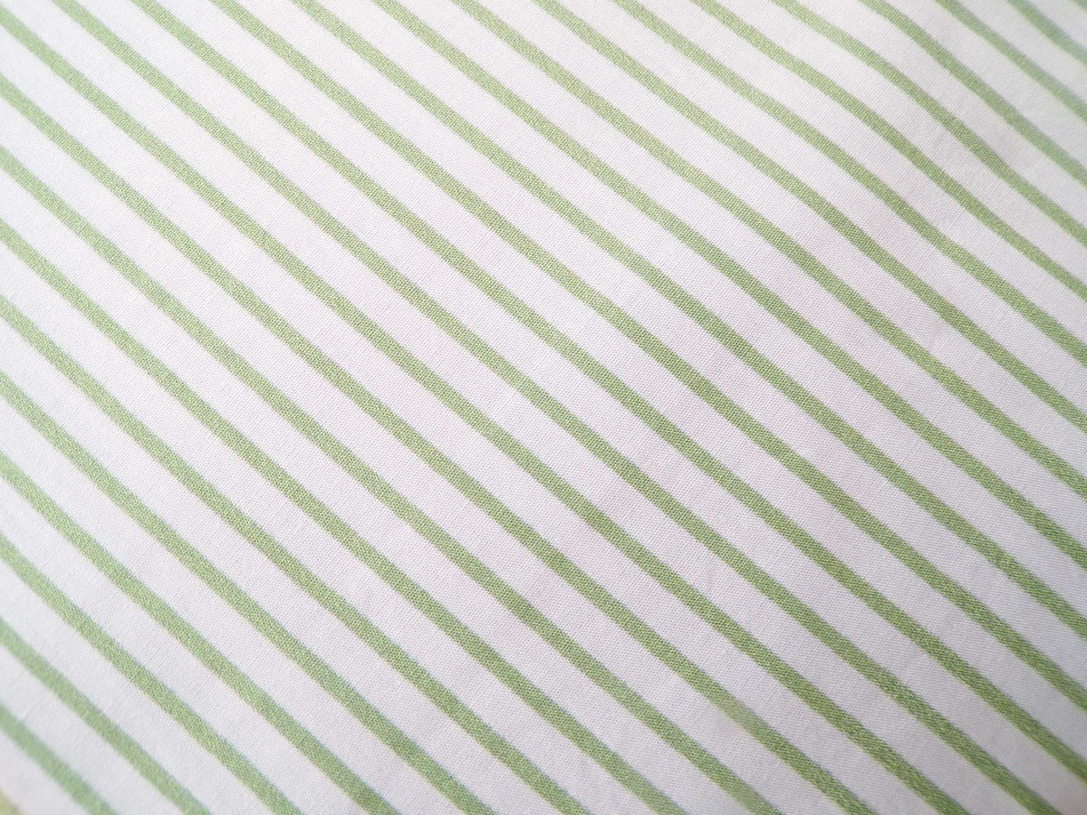 Popeline, Meterware, Baumwollstoff, Bioqualität, Streifen, weiß-hellgrün, GOTS, Futterstoff, Webware, Blusenstoff, Hemdenstoff, Patchworkstoff, Trachten, Dirndl