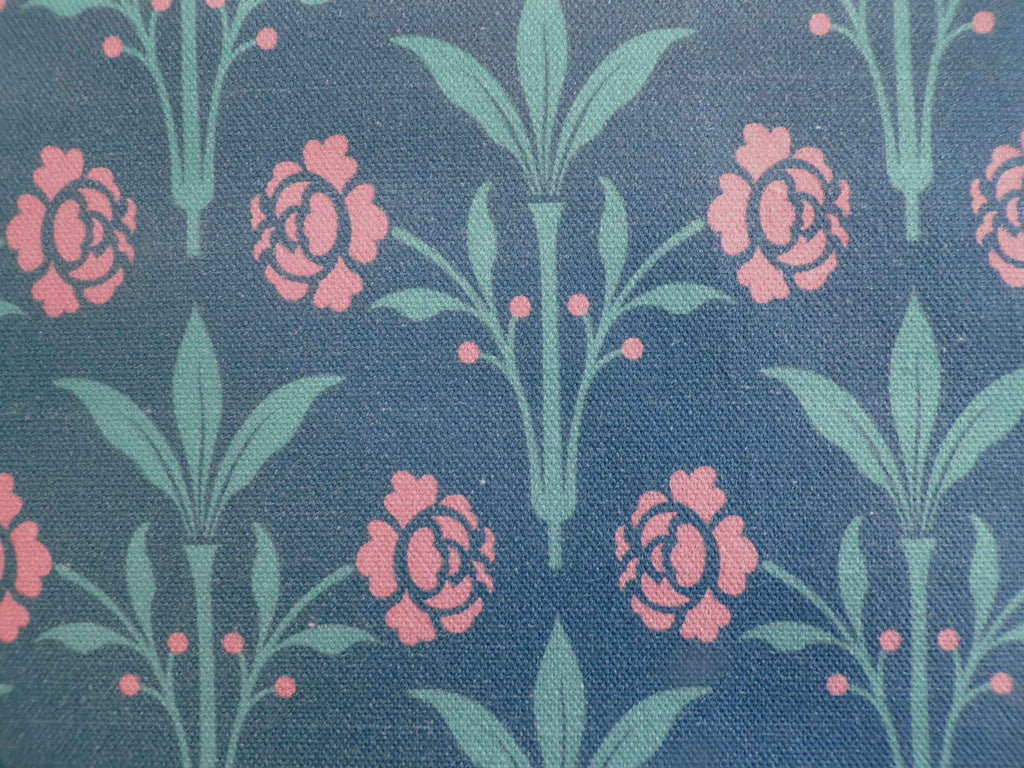 Halbpanama, Meterware, Baumwollstoff, Motiv "Erker", Farbstellung "Sommernacht" (dunkelblau) Gründerzeitliches/viktorianisches Muster, Trachten, Dirndl, Taschen, Kissen, Tischdecken