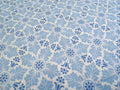 Halbpanama, Baumwolle, Meterware, Eiskristall, hellbau-weiß-blau, Muster, geometrisch, Pflanze, für Taschenprojekte, Kissen, Tischdecken, Hosen