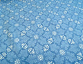 Halbpanama, Baumwolle, Meterware, Eiskristall, Blautöne, geometrisch, blau, hellblau, Muster, Pflanze Stern. Für Taschenprojekte, Kissen, Tischdecken, Hosen