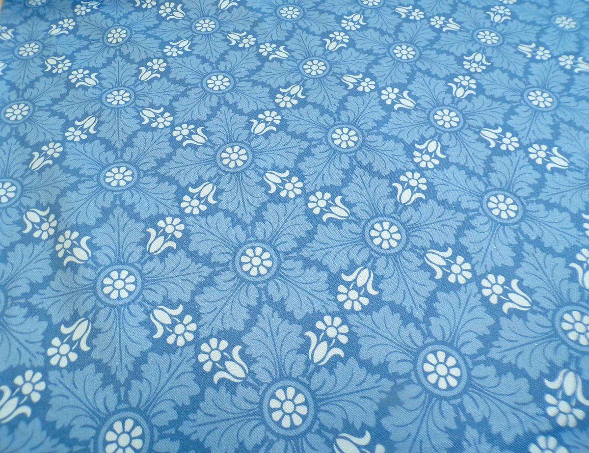 Halbpanama, Baumwolle, Meterware, Eiskristall, Blautöne, geometrisch, blau, hellblau, Muster, Pflanze Stern. Für Taschenprojekte, Kissen, Tischdecken, Hosen