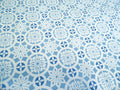 Halbpanama, Baumwolle, Meterware, "Schnee 2", weiß/Hellblau/blau, geometrisch, Kreise, Sterne, für Taschenprojekte, Kissen, Hosen, Tischdecken