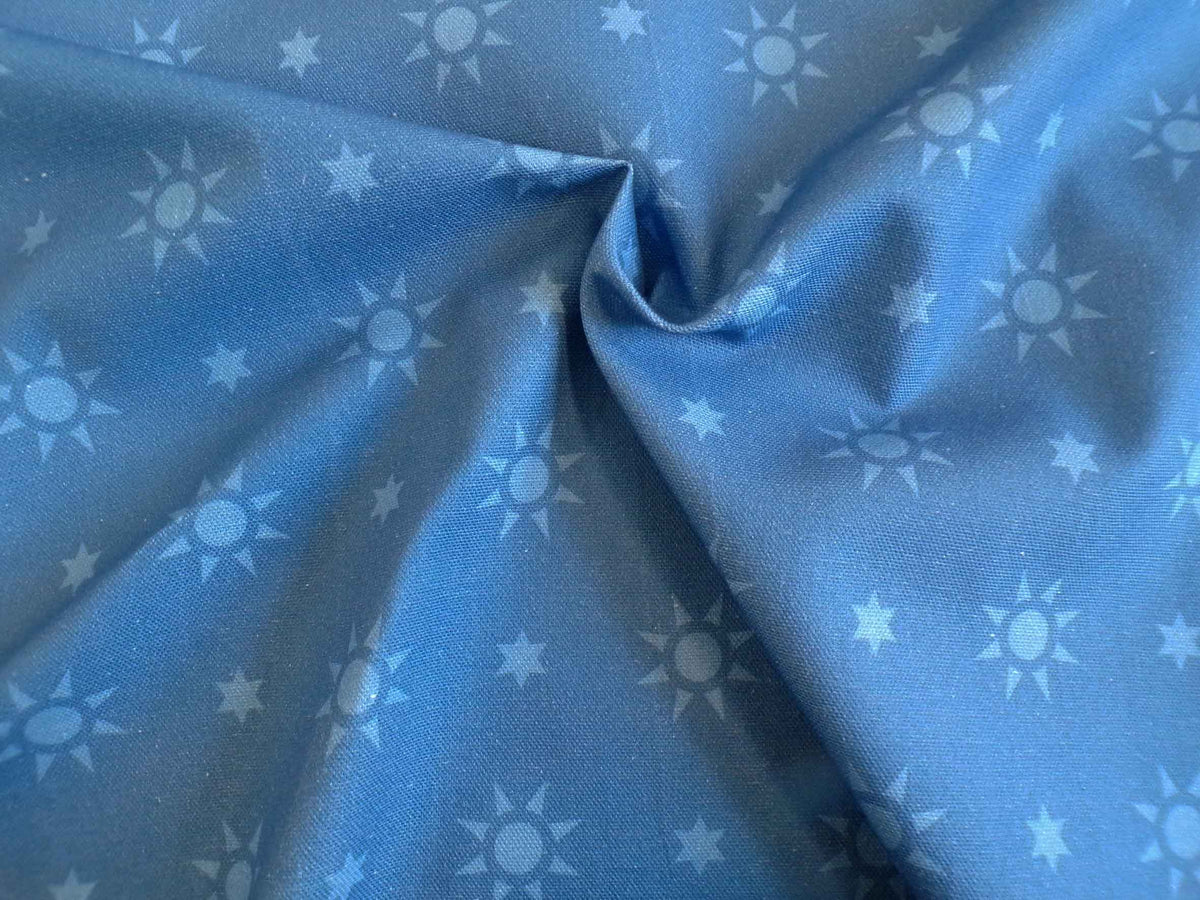 Halbpanama, Baumwolle, Meterware, Sterne, blau/hellblau, Taschenprojekte, Kissen, Tischdecken