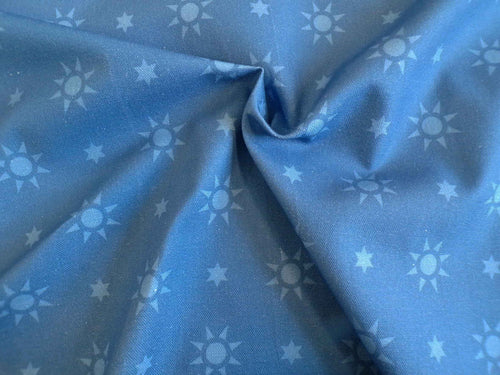 Halbpanama, Baumwolle, Meterware, Sterne, blau/hellblau, Taschenprojekte, Kissen, Tischdecken