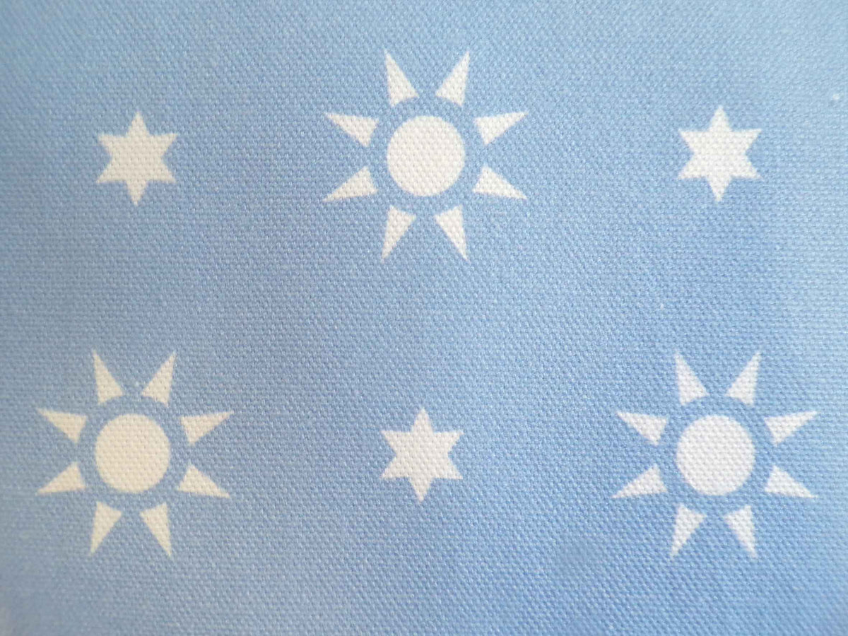 Halbpanama, Baumwolle, Meterware, Sterne, helles Jeansblau/weiß, geometrisch, hellblau, für Kissen, Taschenprojekte, Hosen, Tischdecken