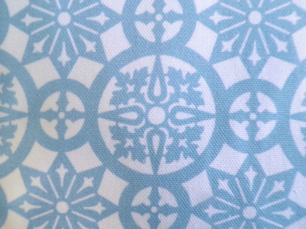 Halbpanama, Baumwolle, Meterware, "Schnee 1", Jeansblau/weiß, geometrisch, Kreise, Stern, für Taschenprojekte, Kissen, Tischdecke, Hosen