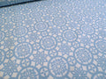 Halbpanama, Baumwolle, Meterware, "Schnee 1", Jeansblau/weiß, geometrisch, Kreise, Stern, für Taschenprojekte, Kissen, Tischdecke, Hosen