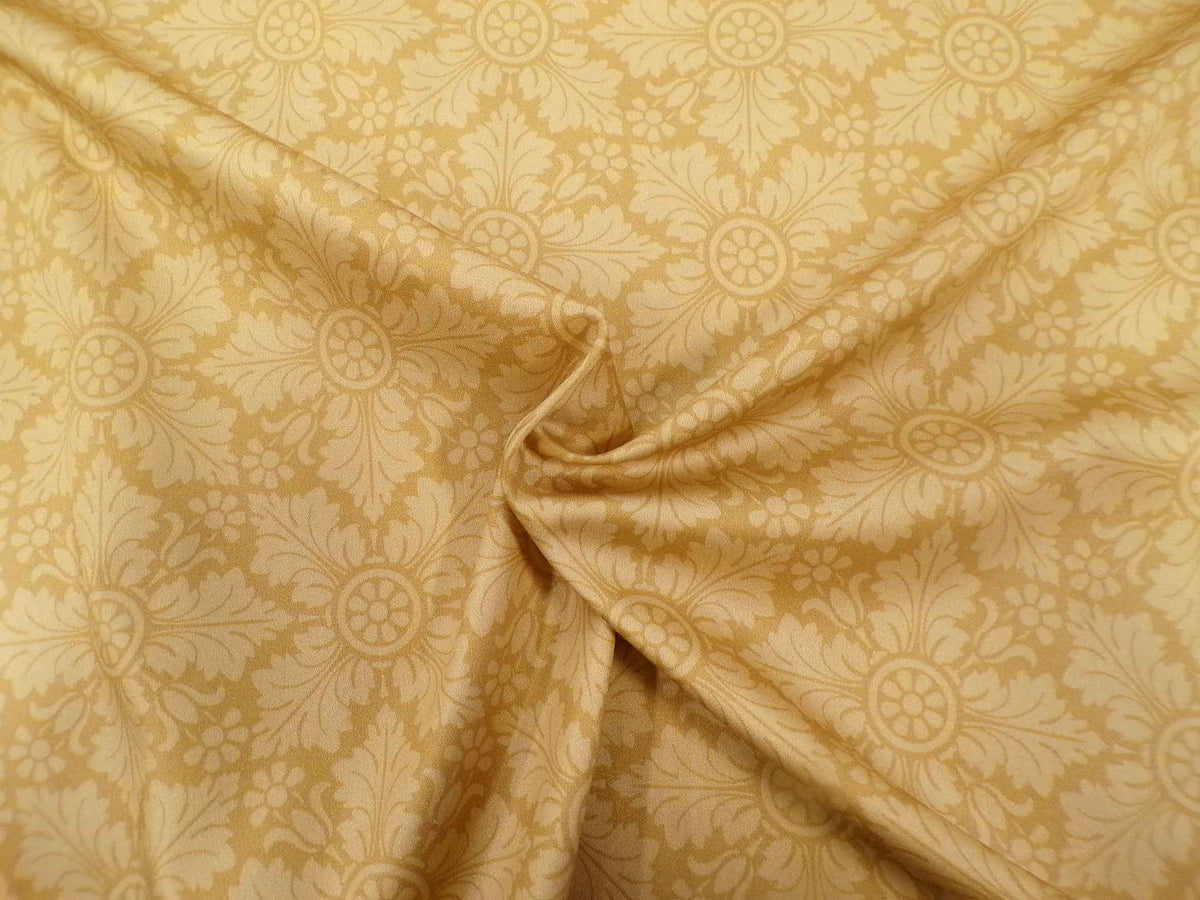 Tischdecke, Weihnachten, festlich, Baumwollsatin, Makosatin, Meterware, Eiskristall, Goldbraun/Ocker