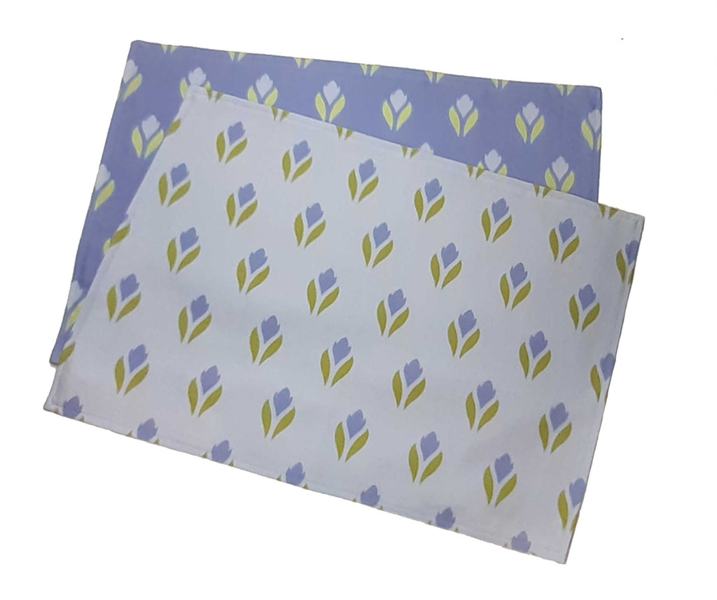 Tischset/Platzset, 50 x 35cm, zum Wenden, Krokusmotiv, helles Ultramarinblau