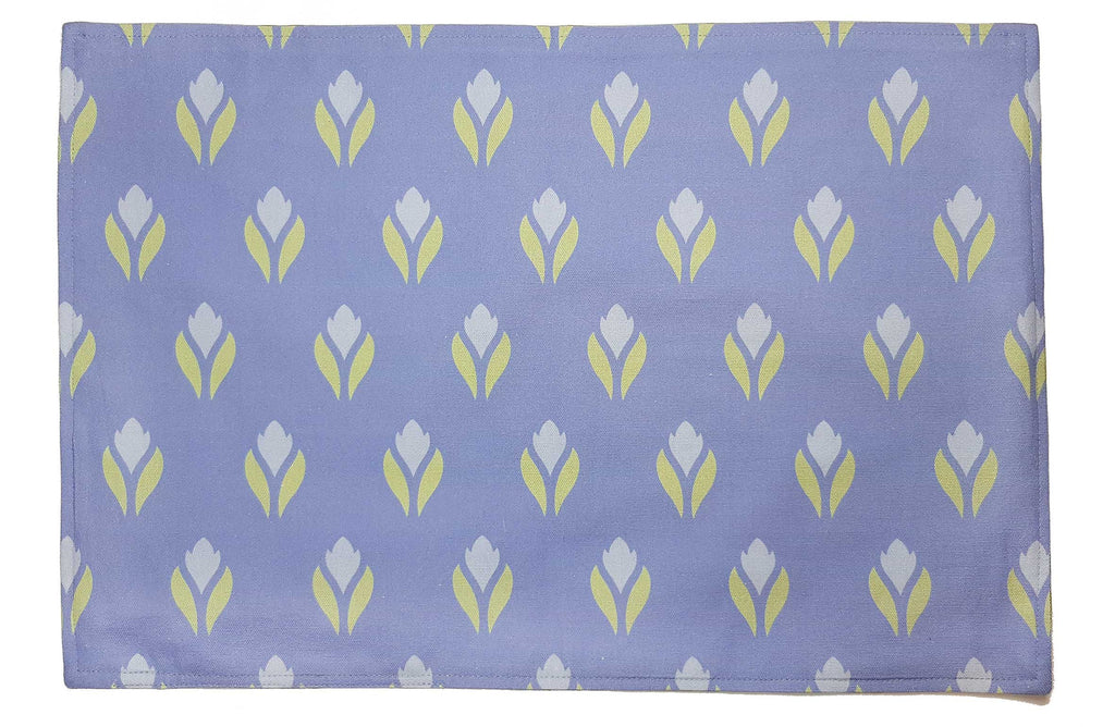 Tischset/Platzset, 50 x 35cm, zum Wenden, Krokusmotiv, helles Ultramarinblau