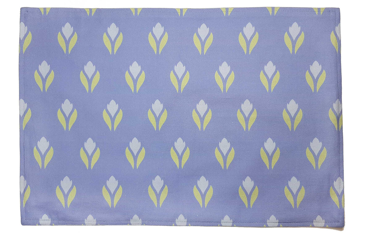 Tischset/Platzset, 50 x 35cm, zum Wenden, Krokusmotiv, helles Ultramarinblau