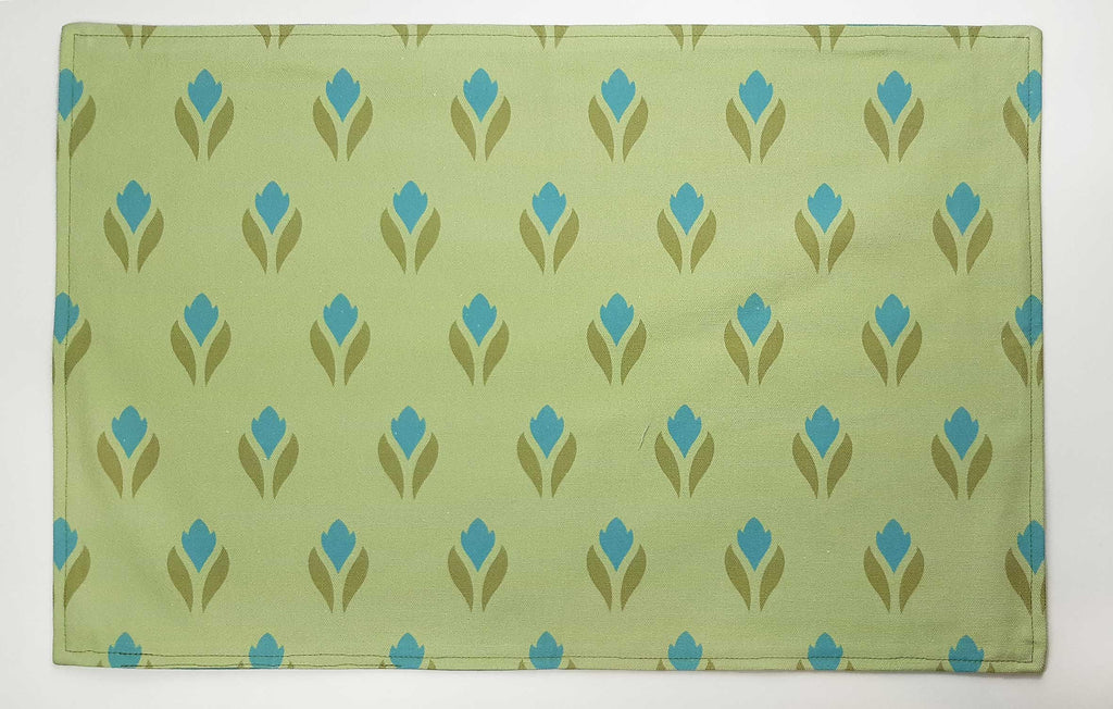 Tischset/Platzset, 50 x 35cm, zum Wenden, Krokusmotiv, Wasserblau-/Grüntöne