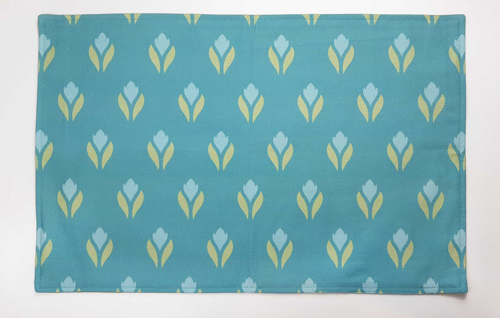 Tischset/Platzset, 50 x 35cm, zum Wenden, Krokusmotiv, Wasserblau-/Grüntöne