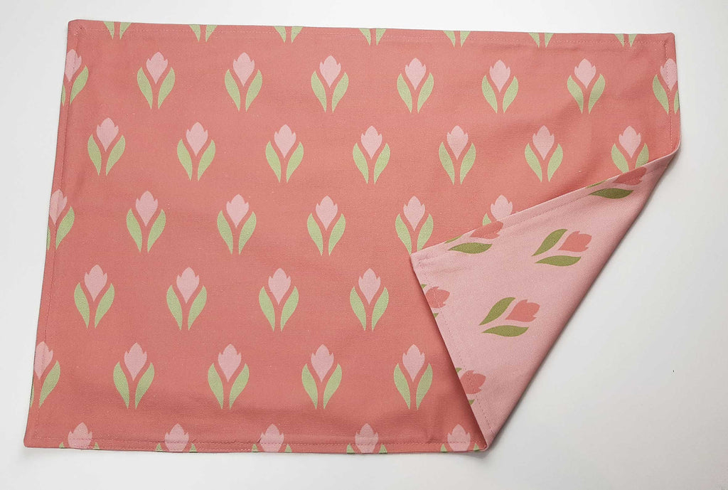 Tischset/Platzset, 50 x 35cm, zum Wenden, Krokusmotiv, Rosatöne