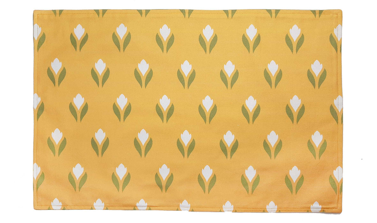 Tischset/Platzset, 50 x 35cm, zum Wenden, Krokusmotiv, Gelb/Weiß, Frühling Ostern