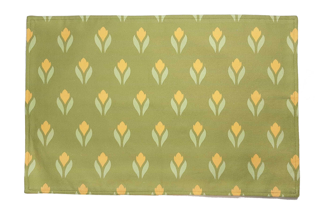 Placemat, 50 x 35 cm, reversible, crocus design, yellow/white, spring/Easter
