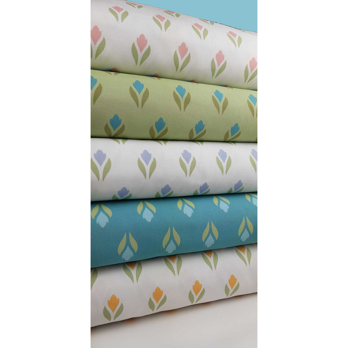 Meterware Halbpanama, Krokusmotiv, weiß-rosa, Baumwollstoff , 200g/qm, Ostern, Frühling,  Taschen, Kissen, Tischdecken, Taschenprojekte Tulpen grün
