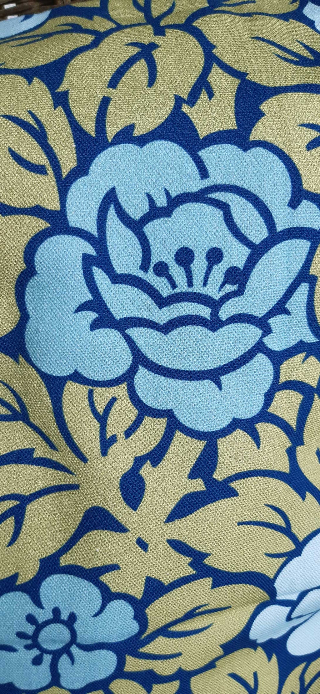 Cushion cover with rose pattern, green-aqua blue, cotton, with zipper, 50x50cm, roses, Art Nouveau, aqua, navy, country style