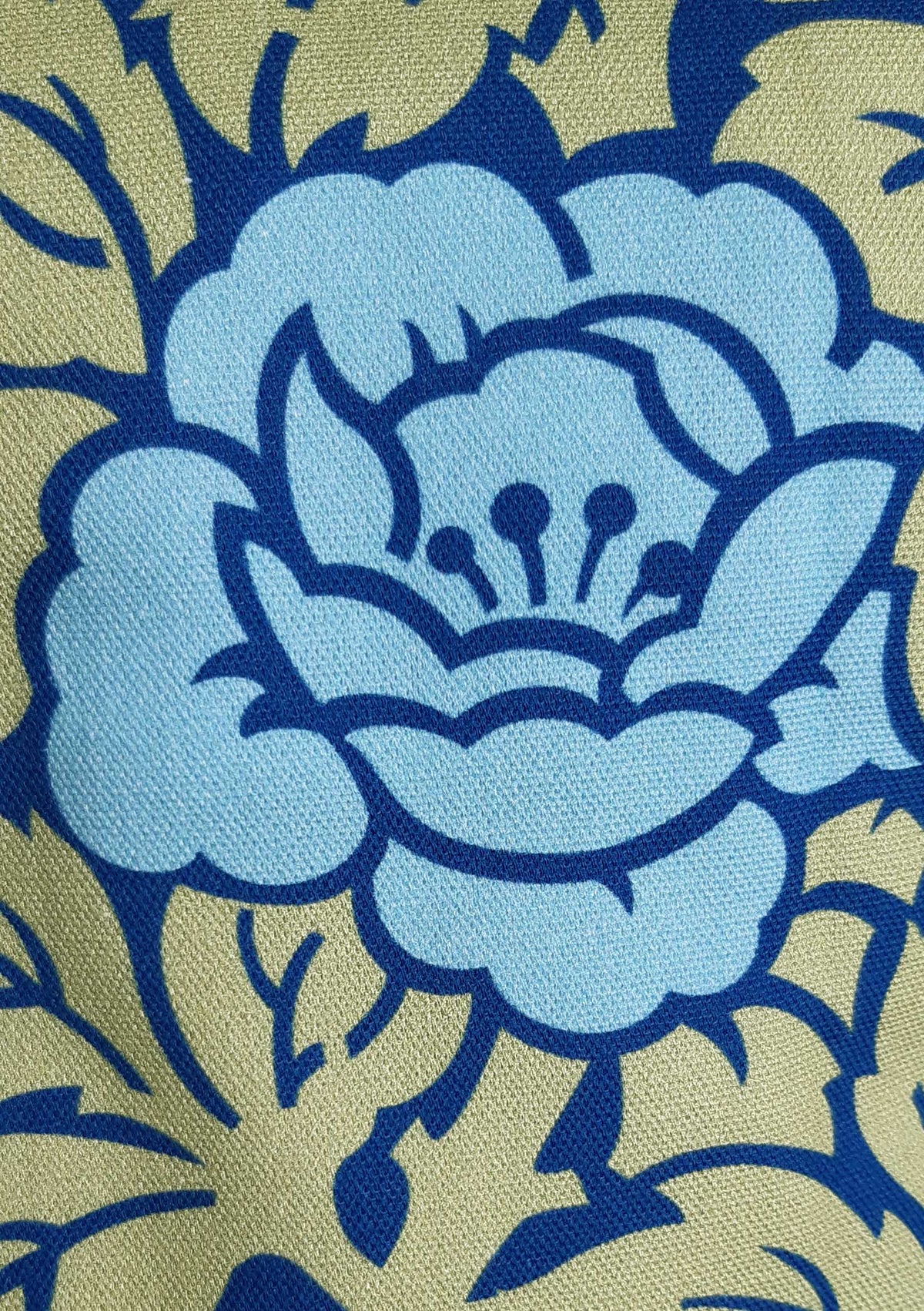 Cushion cover with rose pattern, green-aqua blue, cotton, with zipper, 50x50cm, roses, Art Nouveau, aqua, navy, country style
