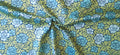 Mako-Satin, Meterware, Baumwolle,  Motiv "Rosen" zweifarbige wasserblaue Blüten, zwei Mustergrößen, türkis-grün-aqua-navy, Muster, Baumwollsatin, glänzend, Bettwäsche, Kleider, Blusen, Hemd