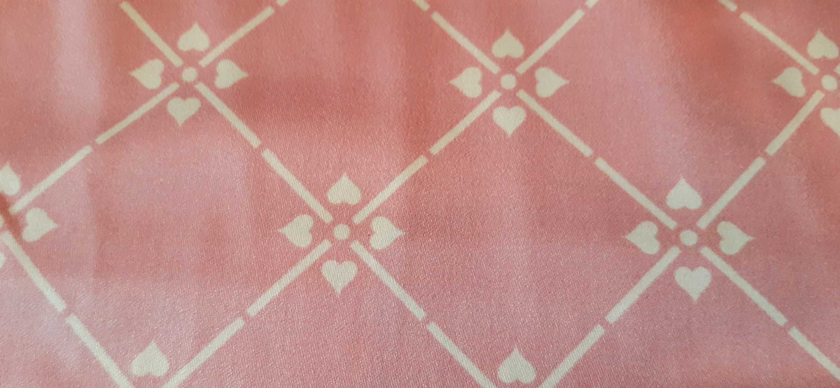Mako-Satin, Meterware, Motiv Raute, Altrosa-Vanille, rosa, hellgelb, geometrisch, Blume, Trachten, Dirndl, glänzender Baumwollsatin, Bettwäsche, Kleider