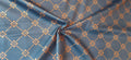 Mako-Satin, Meterware, Motiv Raute, Dunkelblau-Hellbraun, geometrisch, Kreuzblume, glänzender Baumwollsatin, für Trachten, Dirndl, Bettwäsche, Kleider