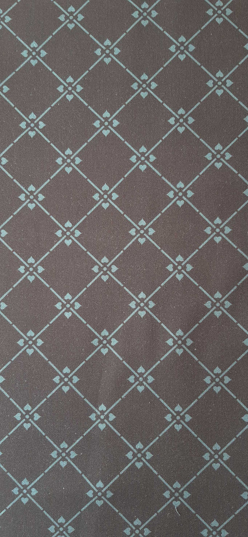 Halbpanama, Meterware, Anthrazit-türkis, Baumwollstoff, Muster "Raute 09", 160cm breit, Kreuzblume geometrisch, für Taschen, Trachtenmode, Kissen, Hosen