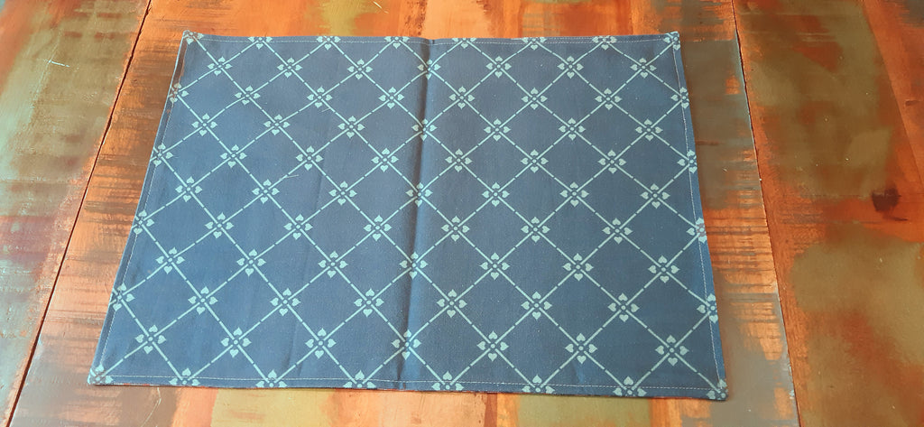 Placemat, 50 x 35 cm, cotton, reversible, “Manor House,” dark blue-gray