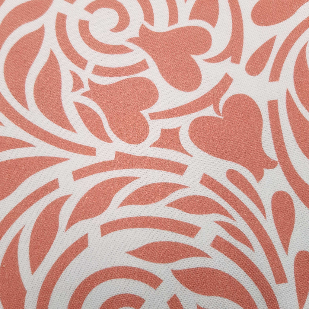 Half Panama, by the metre, cotton fabric, Rabenwiese pattern, light red/salmon, spirals, Art Nouveau hearts, traditional costumes, cushions, bag projects, tablecloths