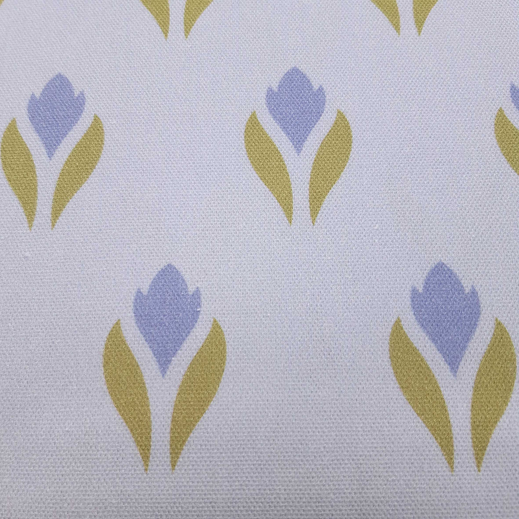 Meterware Halbpanama, Krokusmotiv, hellblau-grün, Baumwollstoff , 200g/qm, Ostern, ultramarinblau, Tulpen, Frühling, Taschenprojekte, Kissen, Tischdecken