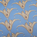 Mako-Satin, Meterware, Baumwolle,  Muster "Tulpe", Taubenblau/Sandtöne, glänzend Baumwollsatin, blau, sand, beige, hellbraun, Kleider, Trachten, Dirndl, Bettwäsche
