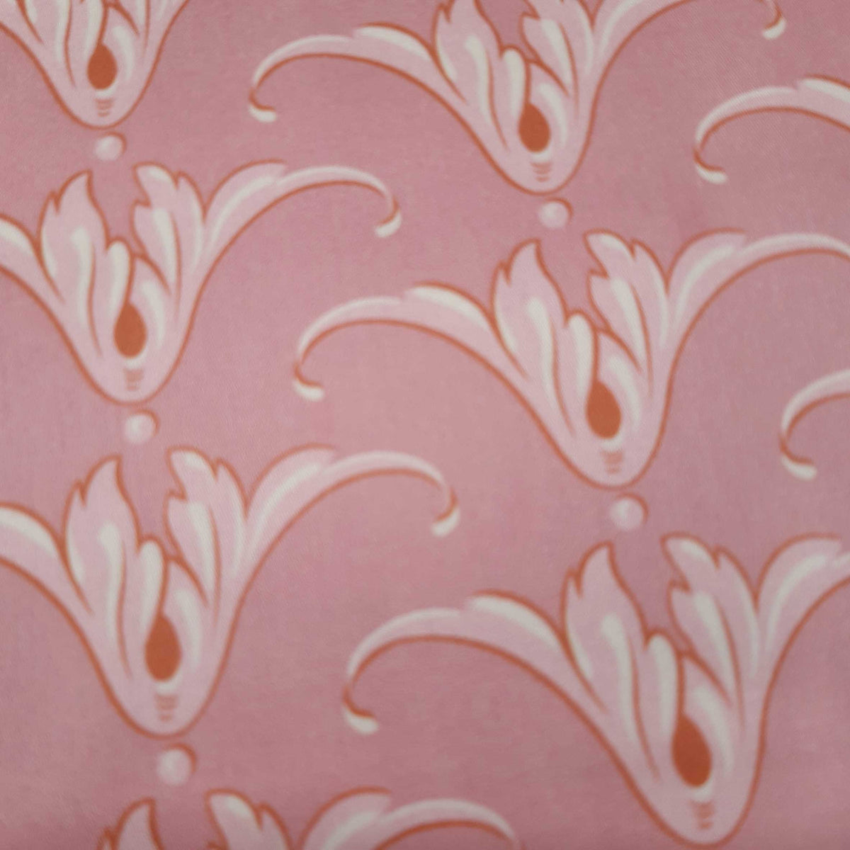 Mako-Satin, Meterware, Baumwolle,  Muster "Tulpe", Altrosa/Vanillegelb, glänzend Baumwollsatin, Trachten Dirndl, Bettwäsche, Kleider