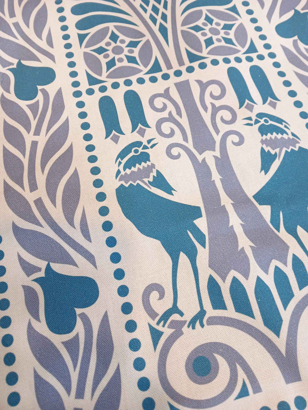 Tischläufer, Raben, Blau-Lavendel, 40cm breit, verschiedene Längen, Baumwollstoff, Jugendstil, Landhausstil, Vögel, Vogelmotiv