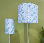 Lampenschirm, "Schneemuster", 15-20-30-40cm Durchmesser, Weiß/Blau, drei Größen, zylinderförmig