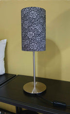 Lampshade, rose pattern, black/grey, cylindrical, 23 cm high, various diameters (copy)