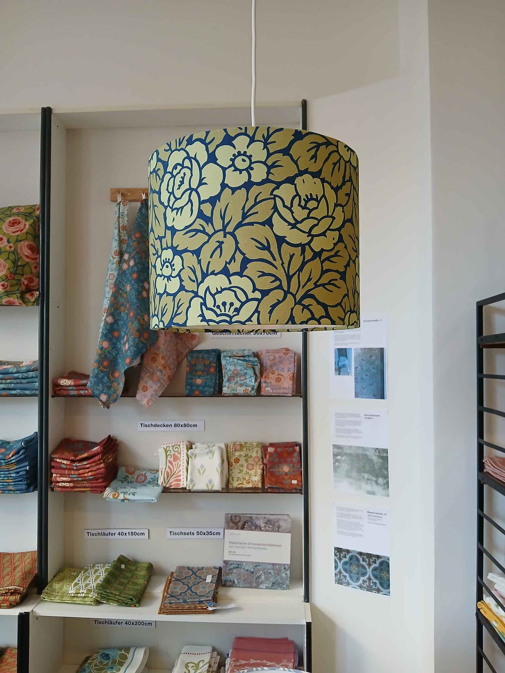 Lampshade, rose pattern, 15/30cm x 23cm, navy/green tones, three sizes