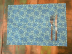 Platzset / Tischset,  Rosenmuster, 50x35cm, zum Wenden, Baumwollstoff. blau/türkis