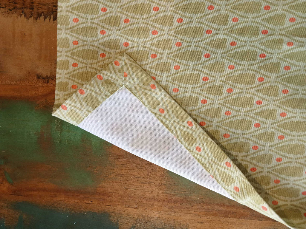 Cloth napkin, 40 x 40 cm, 100% cotton, light green with little green trees and light red dots, small tablecloth, Christmas