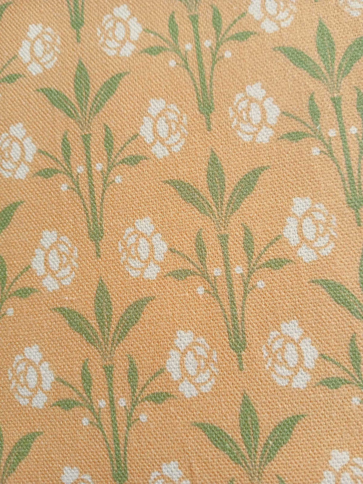 Halbpanama, Meterware, Baumwollstoff, Motiv "Erker", Gelb mit hellgrün/vanillegelb, Gründerzeitliches/viktorianisches Muster, Trachten, Dirndl, Tischdecke, Taschen