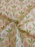 Half Panama, fabric by the metre, cotton fabric, "Bay Window" motif, "Spring Magic" colourway (vanilla yellow), Wilhelminian/Victorian pattern, dirndls, traditional costumes, cushions, tablecloth, bags