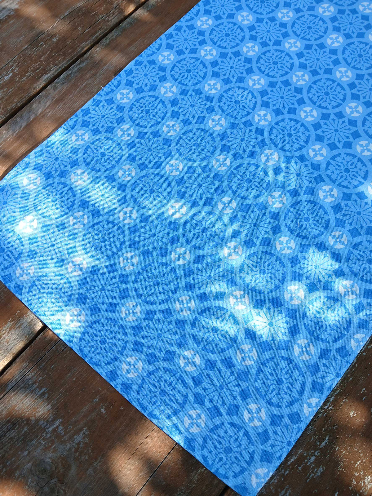 Tischläufer,  weiß-jeansblau-blau, 40x120cm, "Schnee 3"