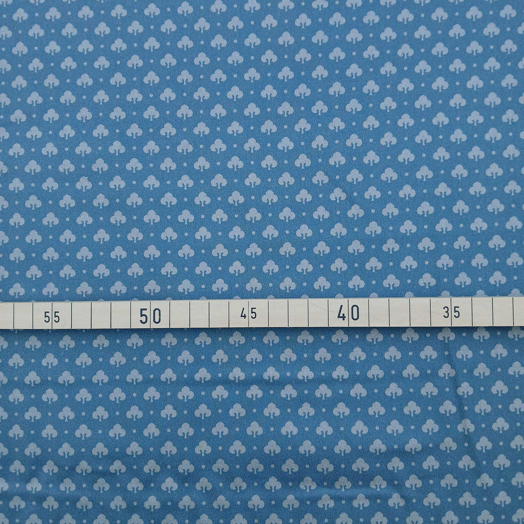 Mako-Satin, Meterware,  Muster "Klee", dunkelblau/grau, 160cm, Baumwoll-Satin, Bluse Hemd Bettwäsche, Baumwollsatin, glänzend, Streumuster, Lilie